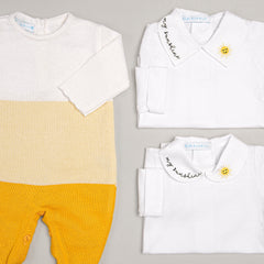 Macacão - Berlim - Branco,  Amarelo Pó e Girassol