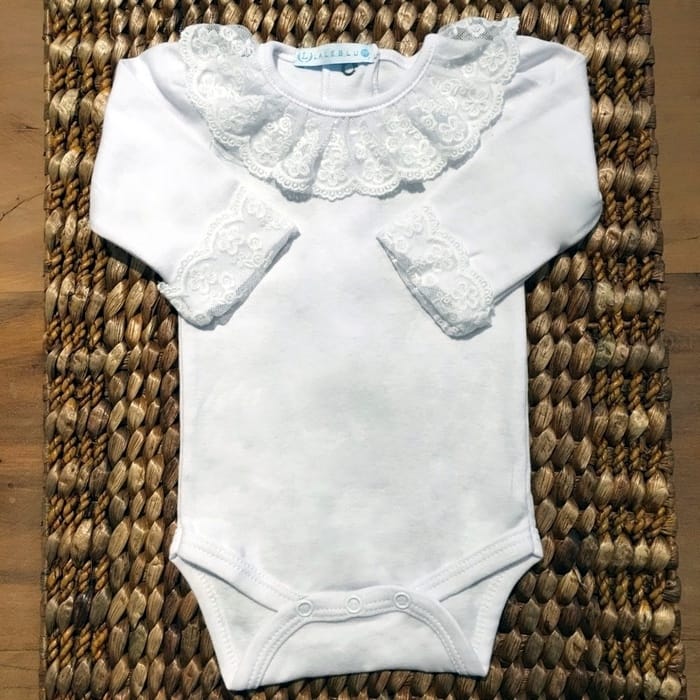 Body Branco de Renda para Bebê