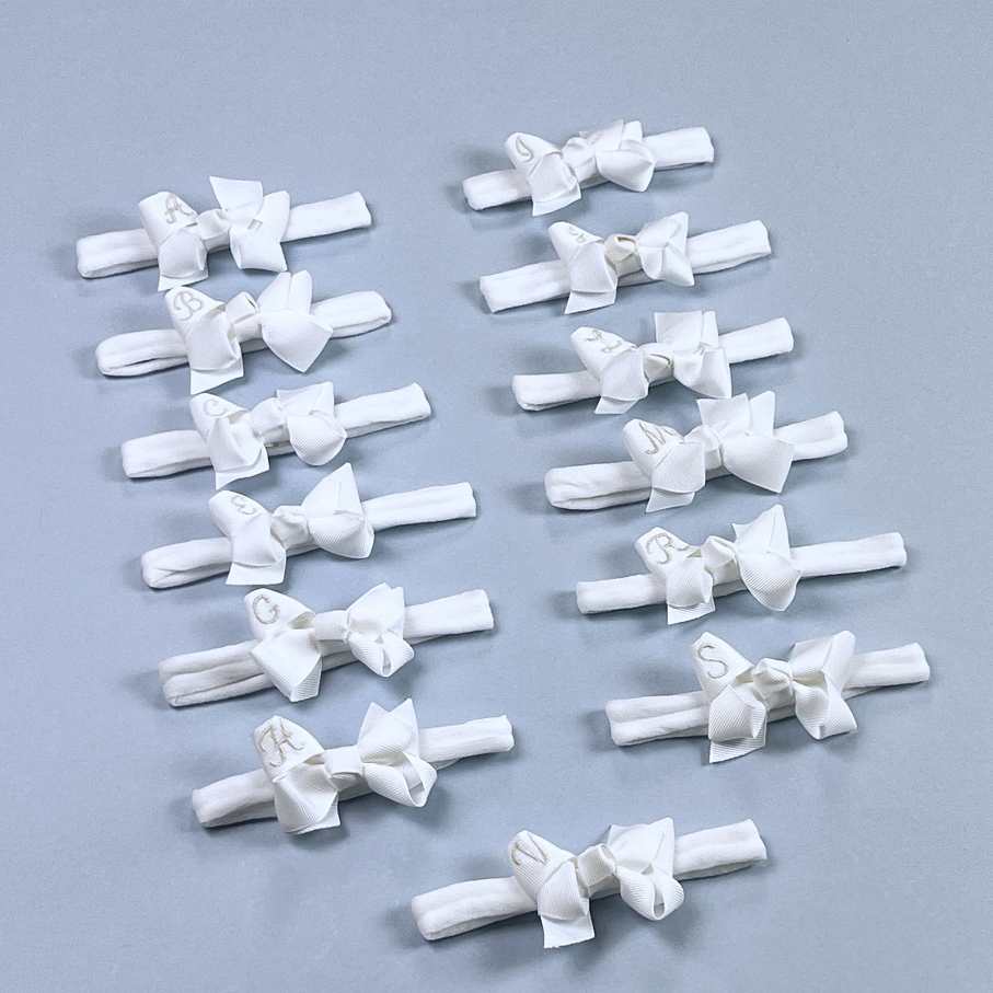 Faixa de Cabelo para Bebê - Laço Personalizado - Branco e Bege