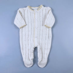Macacão para Bebê - Classic - Branco e Amarelo Pó