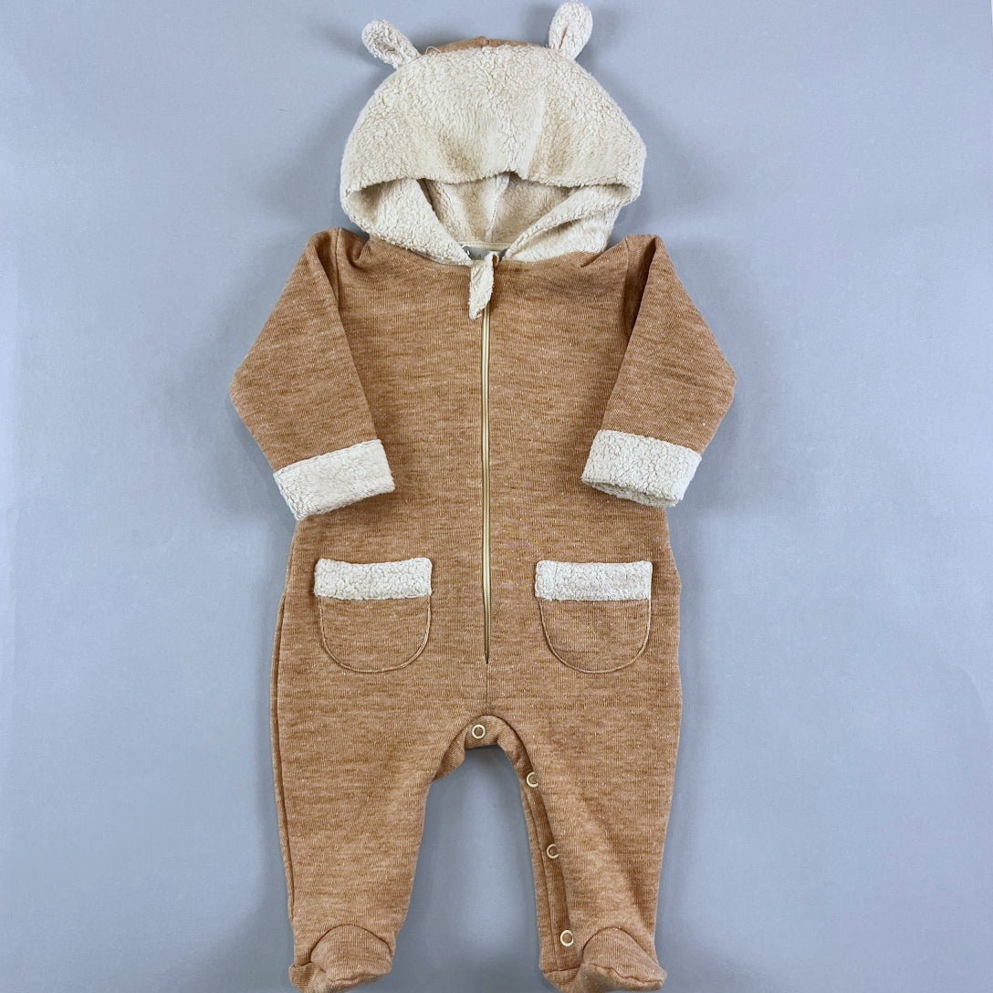 Macacão para Bebê - Cotton Fleece - Ursinho - Terracota