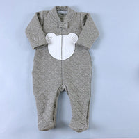 Macacão para Bebê - Cotton Touch - Urso Mescla e Branco