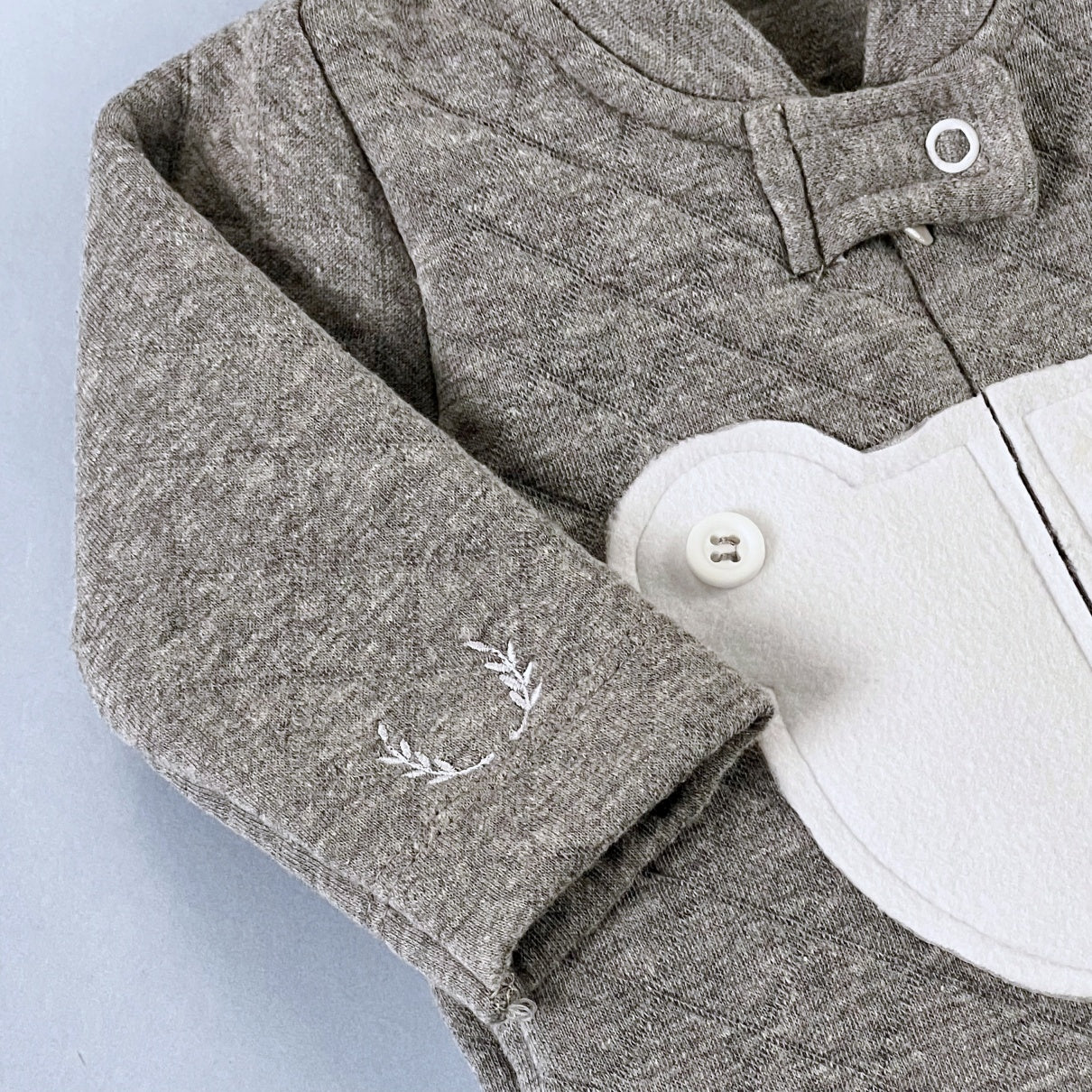Macacão para Bebê - Cotton Touch - Urso Mescla e Branco