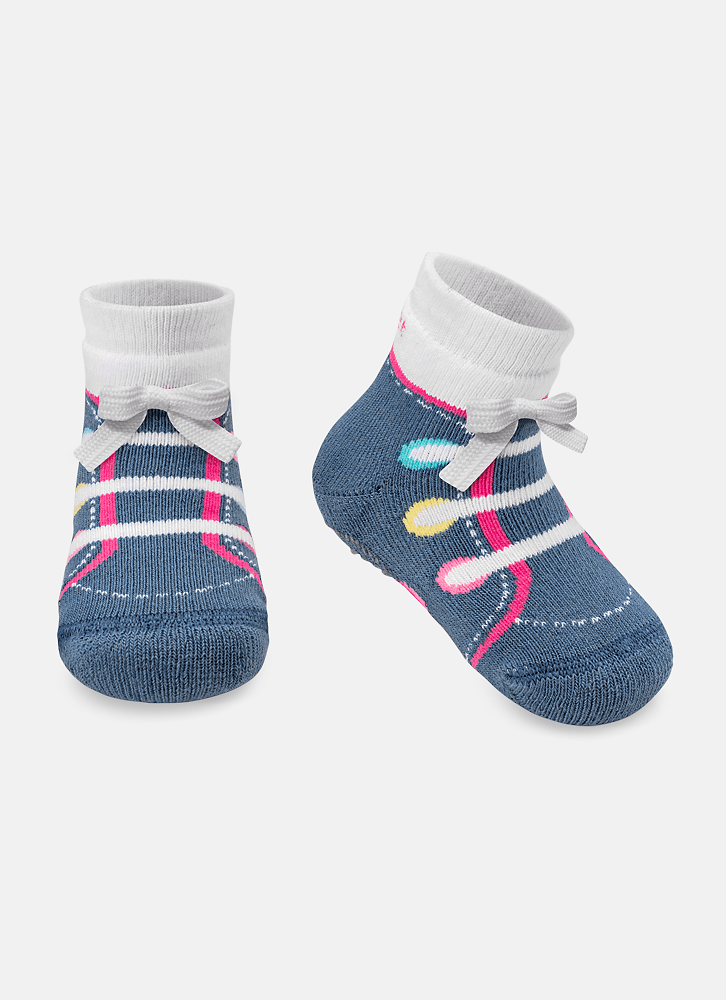 Meia Puket - Tênis Cadarço - Jeans,  Rosa,  Azul e Amarelo