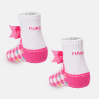 Meia Soquete Puket - Xadrez Laço - Pink