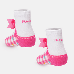 Meia Soquete Puket - Xadrez Laço - Pink