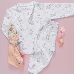Pijama para Bebê - Algodão Egípcio - Coelhinho Rosa e Lavanda