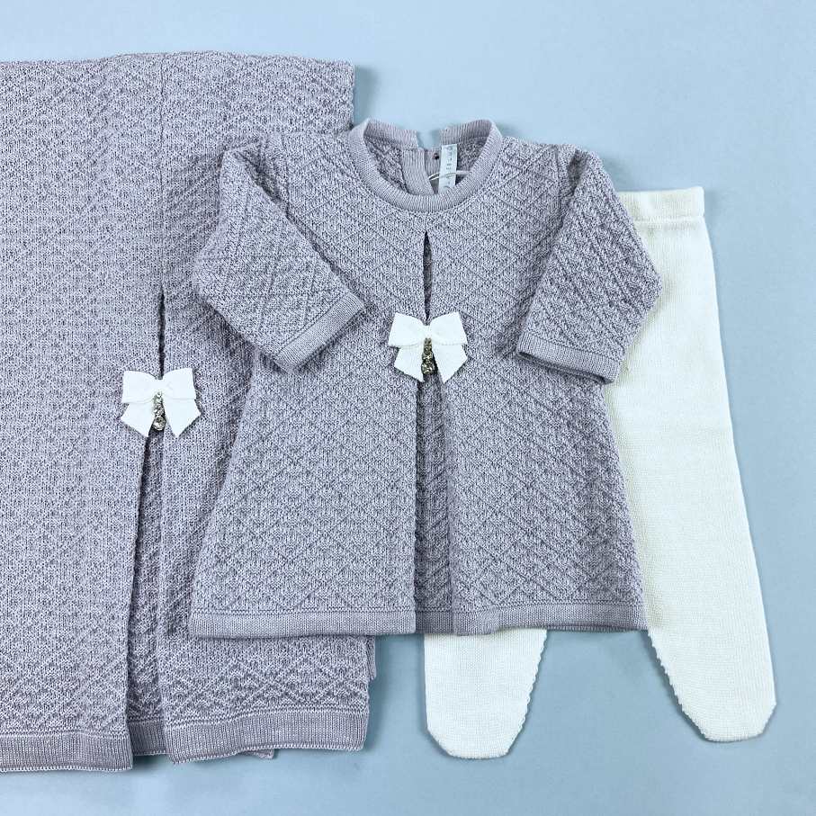 Vestido,  Calça e Manta - Ester - Lavanda com Pérolas e Cristais
