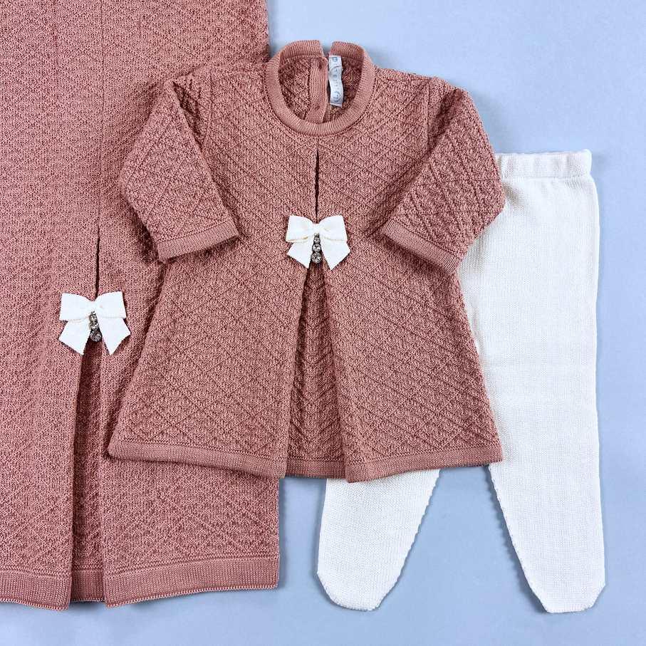 Vestido,  Calça e Manta - Ester - Rosê com Pérolas e Cristais