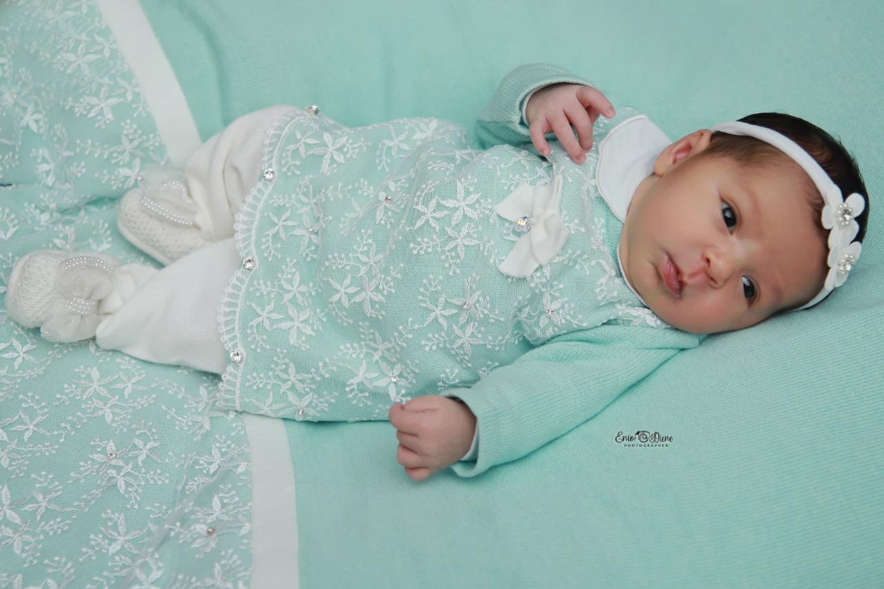 Vestido, Calça e Manta - Frozen - Verdinho com Pérolas e Cristais Swarovski