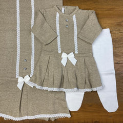 Vestido. Calça e Manta - Melissa - Amêndoa com Cristais Swarovski