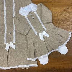 Vestido. Calça e Manta - Melissa - Amêndoa com Cristais Swarovski