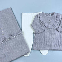 Vestido,  Calça e Manta - Virgínia - Lavanda com Pérolas e Cristais