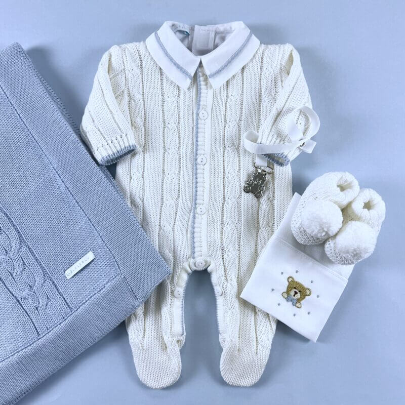 Macacão para Bebê - Classic - Branco e Blue Sky