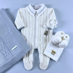 Macacão para Bebê - Classic - Branco e Blue Sky