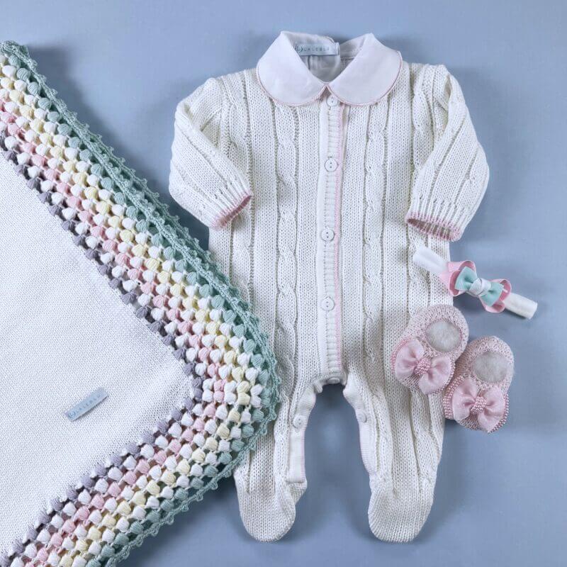 Macacão para Bebê - Classic - Branco e Rosa