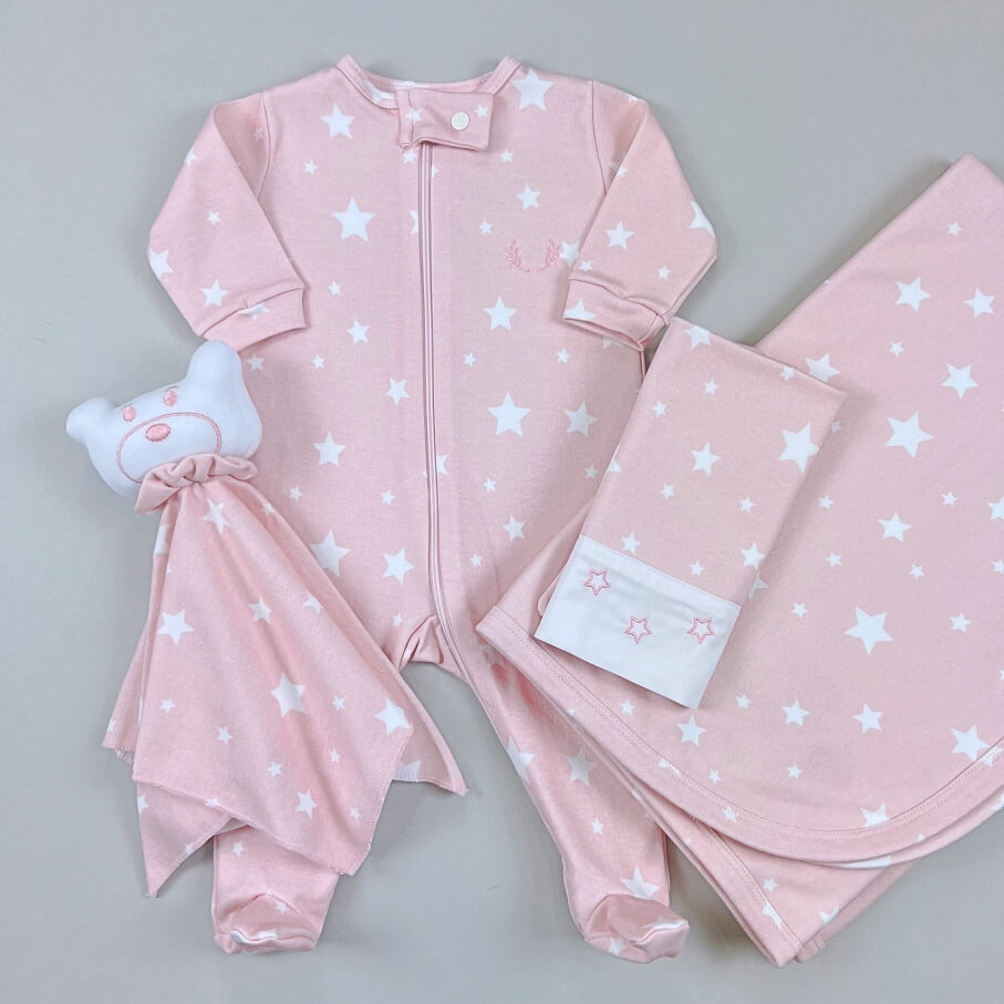 Macacão Zíper - Algodão Egípcio - Estrela Rosa
