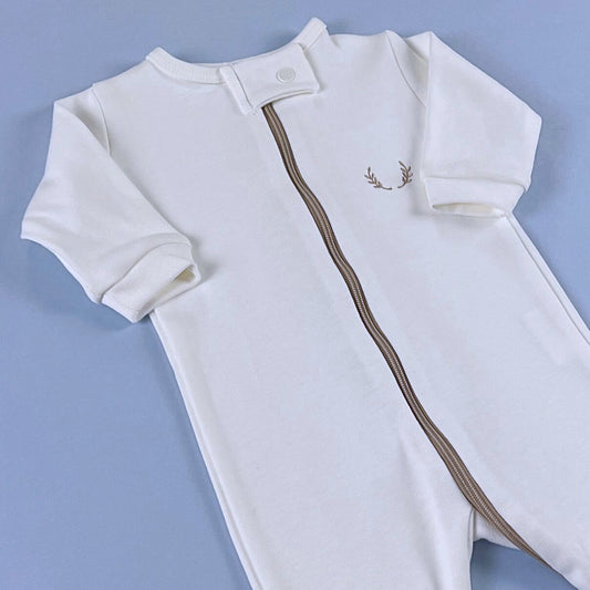 Macacão Zíper Liso - Algodão Egípcio - Off White 1210