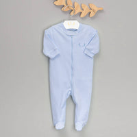 Macacão Zíper pra Bebê - Algodão Pima - Azul