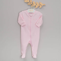 Macacão Zíper pra Bebê - Algodão Pima - Rosa