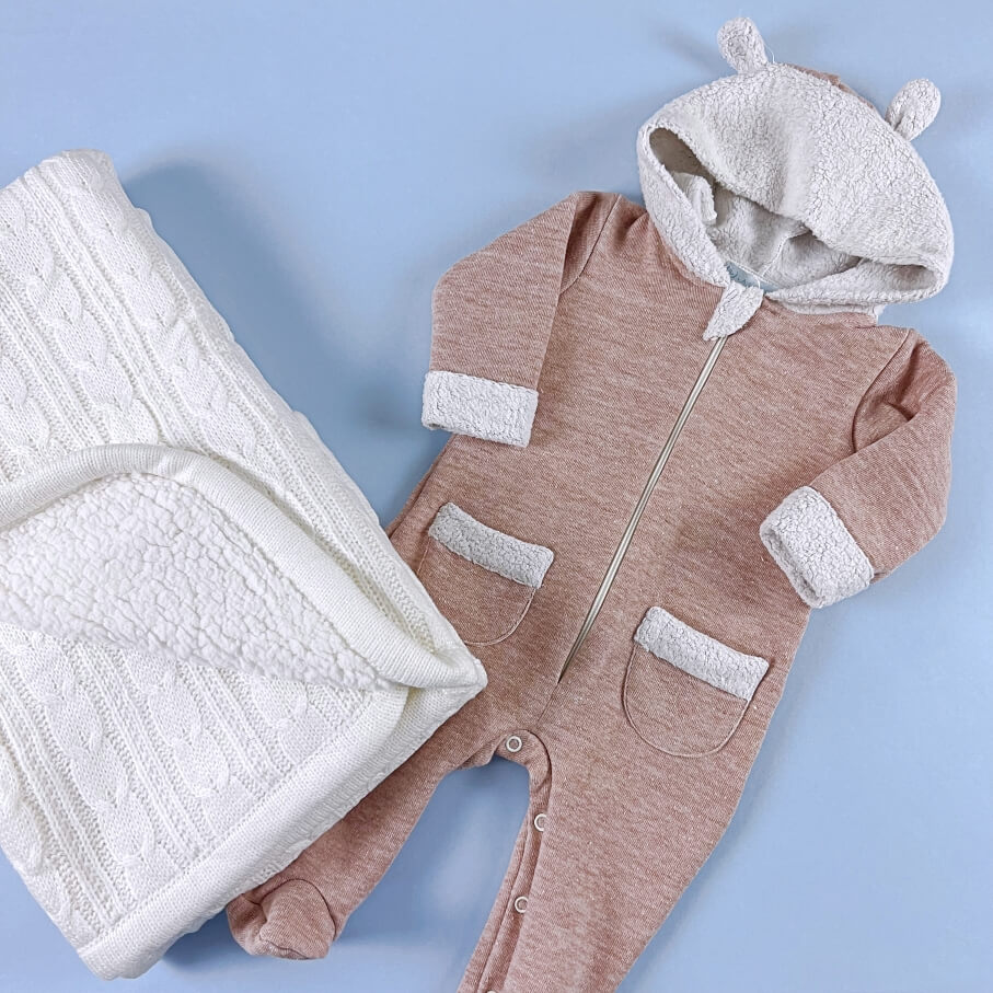 Macacão para Bebê - Cotton Fleece - Ursinho - Terracota