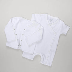 Macacão Curto para Bebê em Algodão Pima - Branco