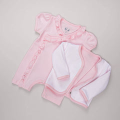 Macacão Curto para Bebê em Algodão Pima - Rosa