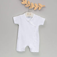 Macacão Curto para Bebê em Algodão Pima - Branco