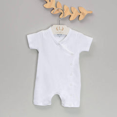 Macacão Curto para Bebê em Algodão Pima - Branco