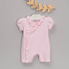 Macacão Curto para Bebê em Algodão Pima - Rosa