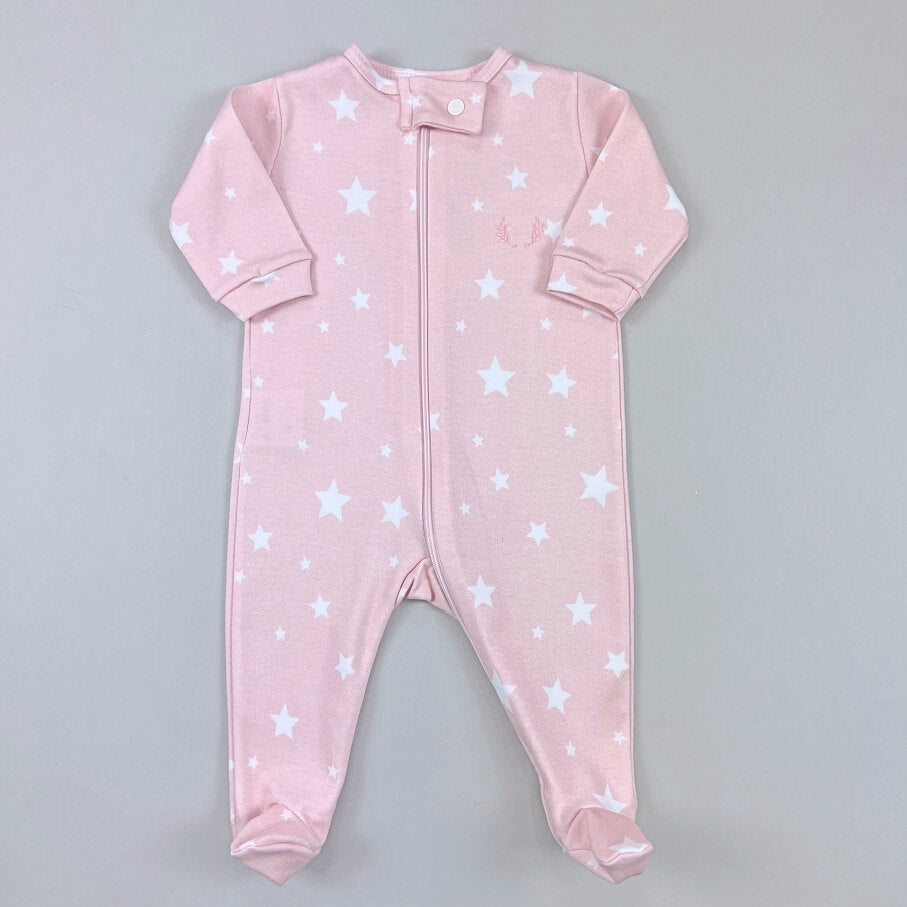 Macacão Zíper - Algodão Egípcio - Estrela Rosa
