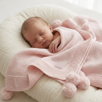 Manta PomPom Rosa Pastel