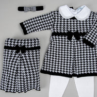 Vestido, Calça e Manta - Pied Poule - Preto e Branco com Pérolas Swarovski