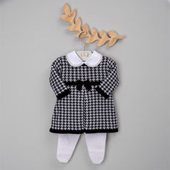 Vestido e Calça - Pied Poule - Preto e Branco com Pérolas Swarovski