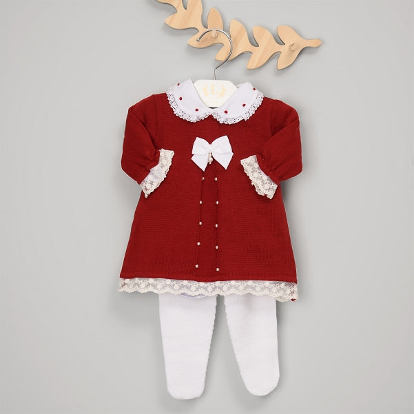 Vestido e Calça - Rendinha - Red com Pérolas e Cristais Swarovski