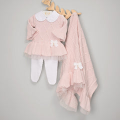 Vestido, Calça e Manta - Alicia - Rosa Pastel com Pérolas Swarovski