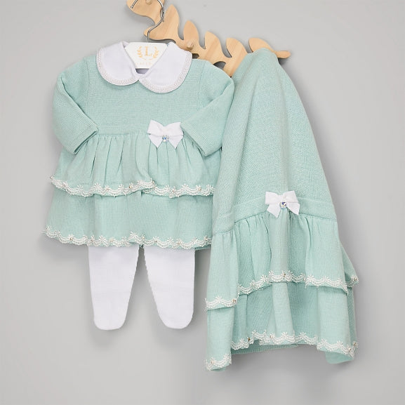 Vestido, Calça e Manta - Saia Dupla - Verdinho com Cristais Swarovski