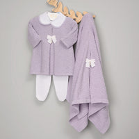 Vestido,  Calça e Manta - Ester - Lavanda com Pérolas e Cristais