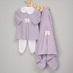 Vestido,  Calça e Manta - Ester - Lavanda com Pérolas e Cristais