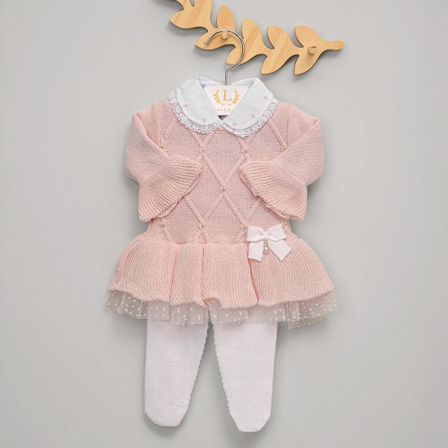 Vestido e Calça - Alicia - Rosa Pastel com Pérolas Swarovski
