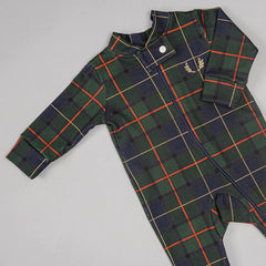 Macacão Zíper - Algodão Egípcio - Urso Xadrez Verde