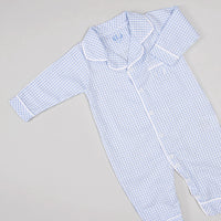 Macacão Pijama para Bebê - Xadrez Azul