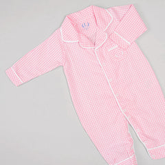 Macacão Pijama para Bebê - Xadrez Rosa