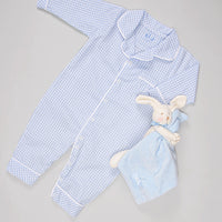 Macacão Pijama para Bebê - Xadrez Azul