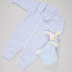 Macacão Pijama para Bebê - Xadrez Azul