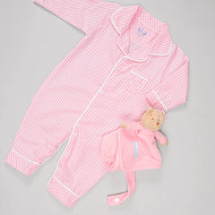 Macacão Pijama para Bebê - Xadrez Rosa