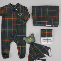 Macacão Zíper - Algodão Egípcio - Urso Xadrez Verde