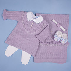 Vestido,  Calça e Manta - Virgínia - Lavanda com Pérolas e Cristais