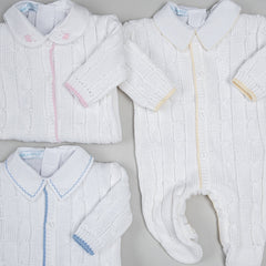 Macacão para Bebê - Classic - Branco e Amarelo Pó