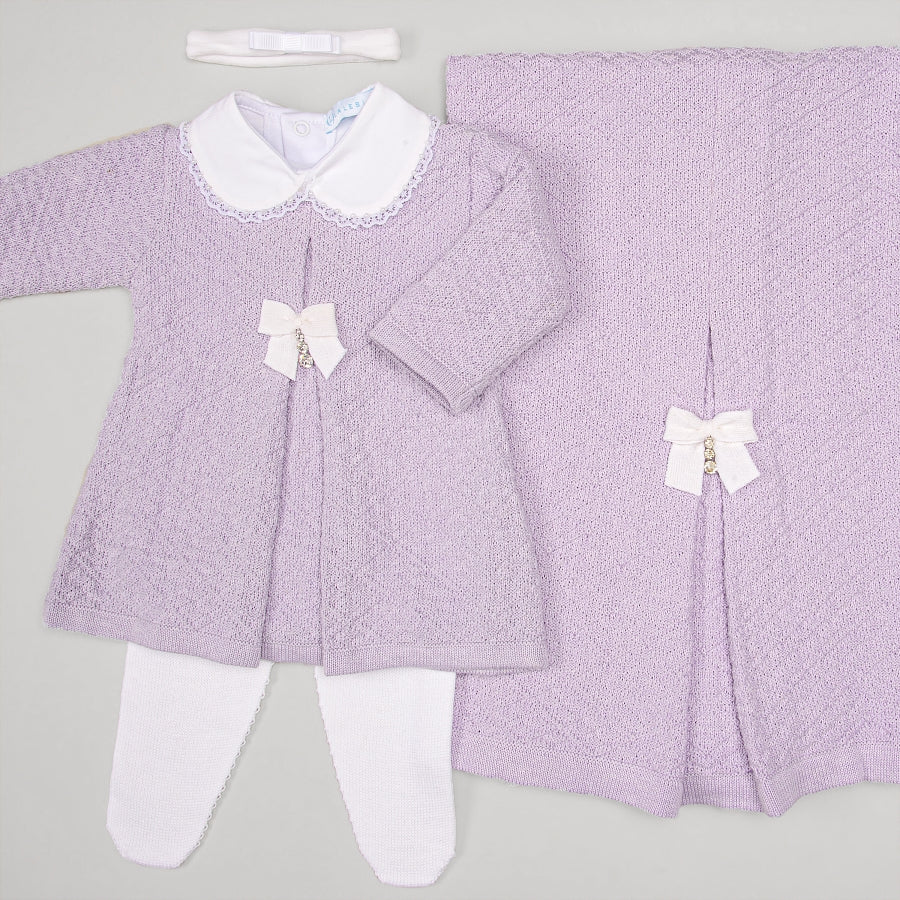 Vestido,  Calça e Manta - Ester - Lavanda com Pérolas e Cristais